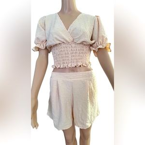 👚 VCAY Summer Beach Crop Wrap Summer Beach Top With Shorts Two Piece Set